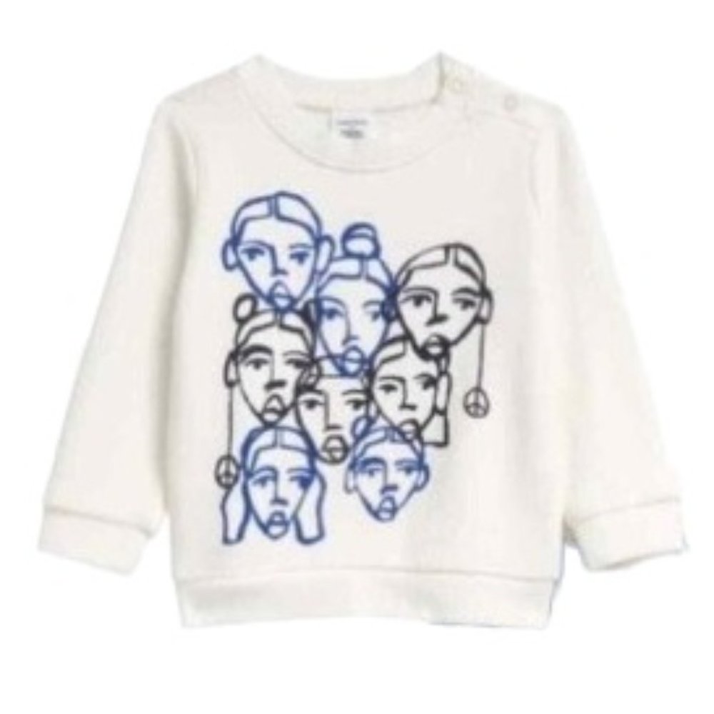 Nordstrom Babies' CM Fleece Faces Sweatshirt In Ivory-Blue To Groom 18Mos. NWT